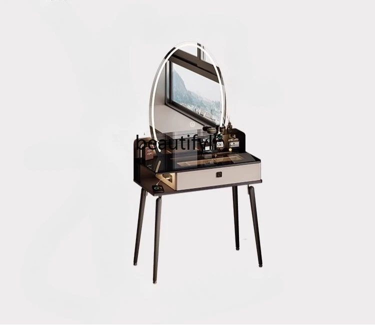 Beauty Bay Makeup - LXイタリアンミニマリストドレッサー、小さなアパートの寝室用化粧台、鍵付き、大型ビューティーミラー、出窓用化粧台SSS