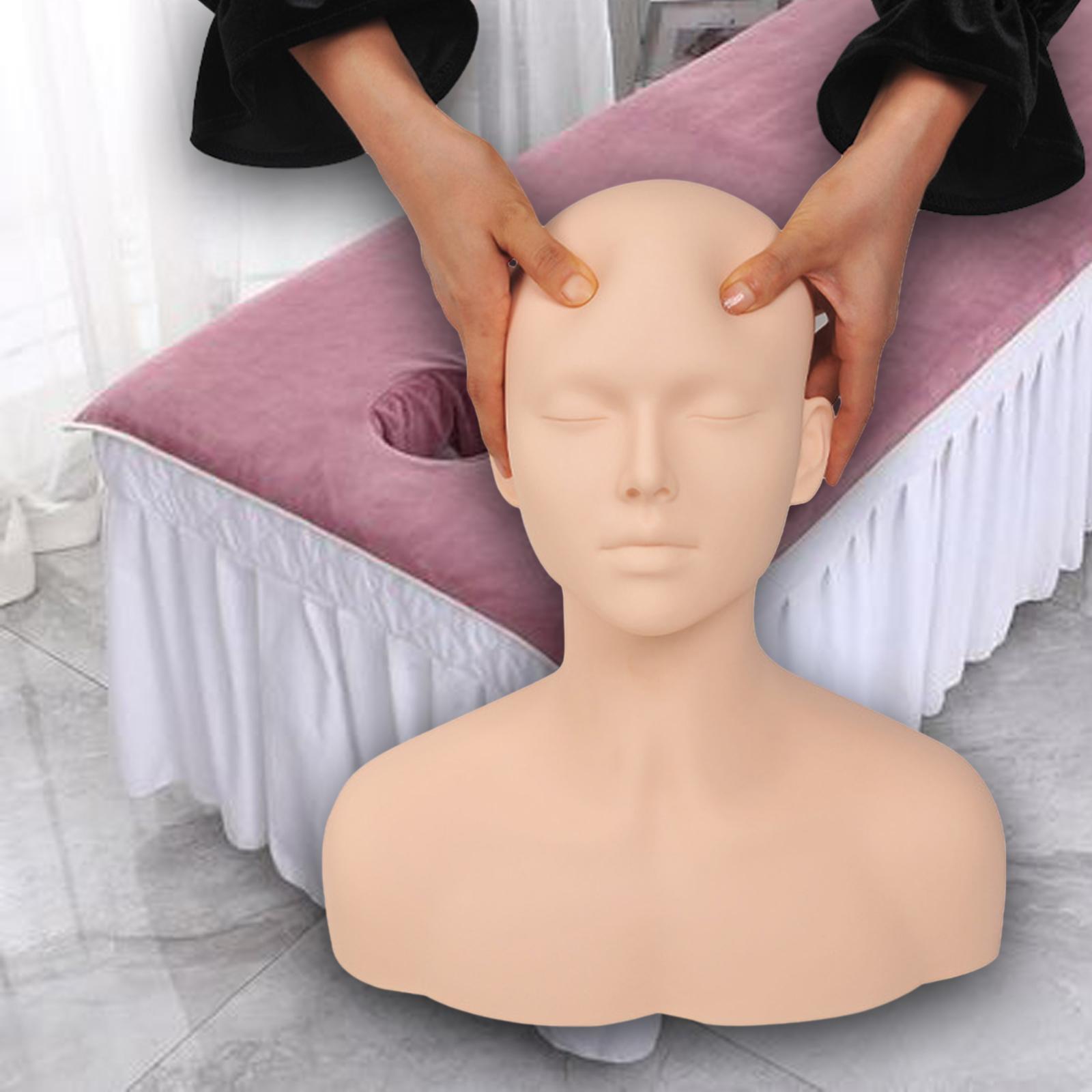 Beauty Makeup Training - トレーニングヘッドマネキンプロフェッショナルフェイスヘッドショルダーマッサージ練習ツールメイクアップ練習モデルサロンビューティーSPAトレイン用