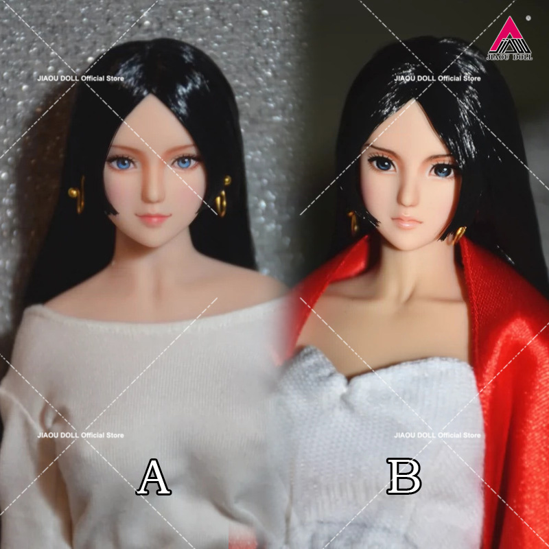 Beauty Real Makeup - 1/6 美少女オビツヘッドスカルプトアニメキャラクター黒髪メイクアップヘッドモデル 12 インチ女性兵士アクションフィギュア用