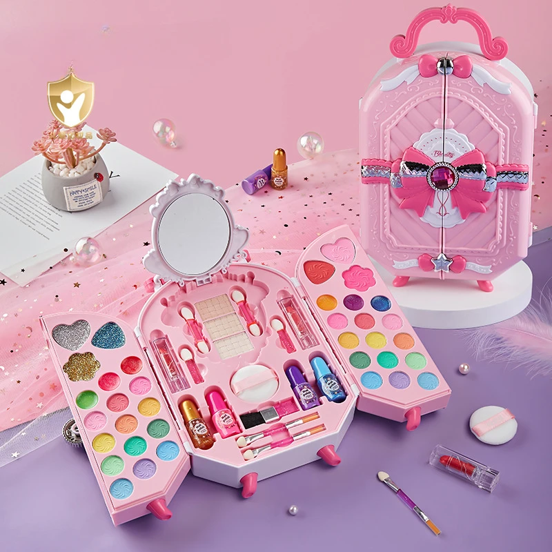 Beauty Makeup Eyeshadow - 女の子のための安全な化粧品おもちゃ,王女の化粧品,アイシャドウ,マニキュア,無毒の美容セット,洗えるメイク,誕生日プレゼント,ファッション