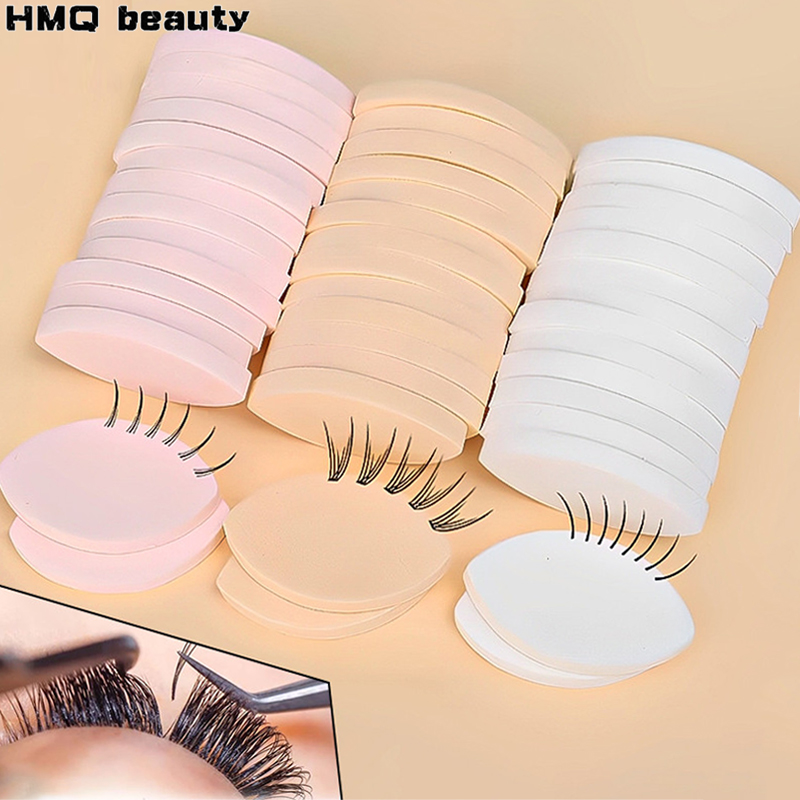 Beauty Makeup Training - 50/10 個ソフトスポンジ偽まつげエクステンションパッド再利用可能なまつげエクステンショントレーニングツールまつげエクステンション用品メイクアップパフ