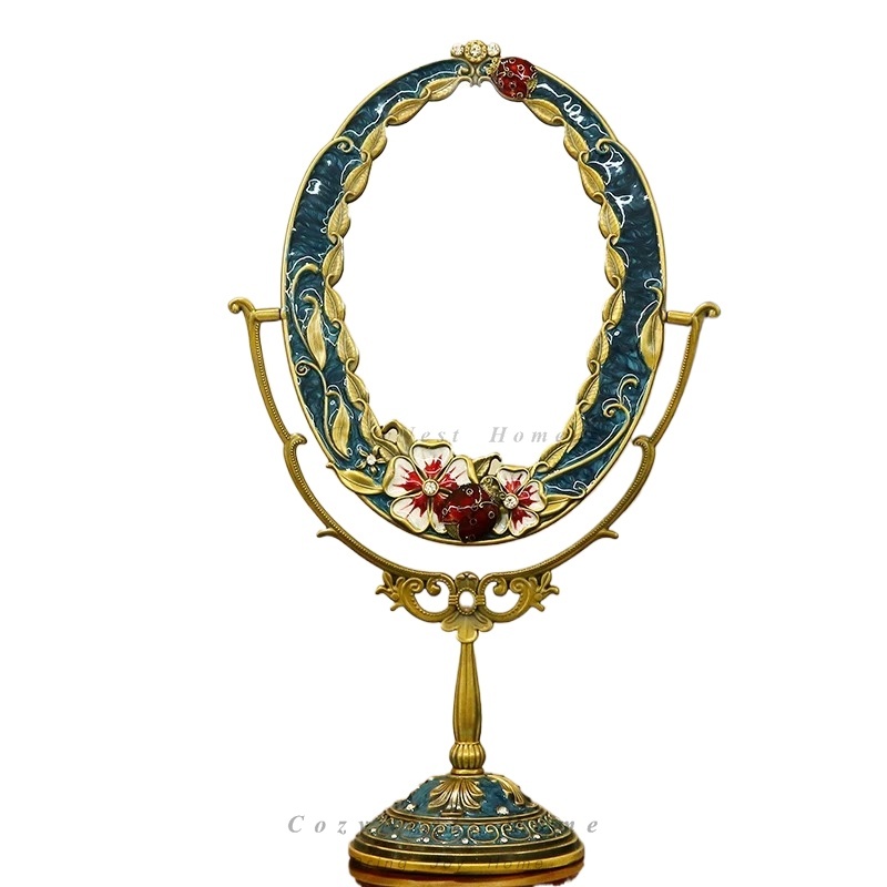 Beauty Makeup Definition - 金属製卓上大型化粧鏡高精細ビューティーレトロプリンセスミラー装飾飾り