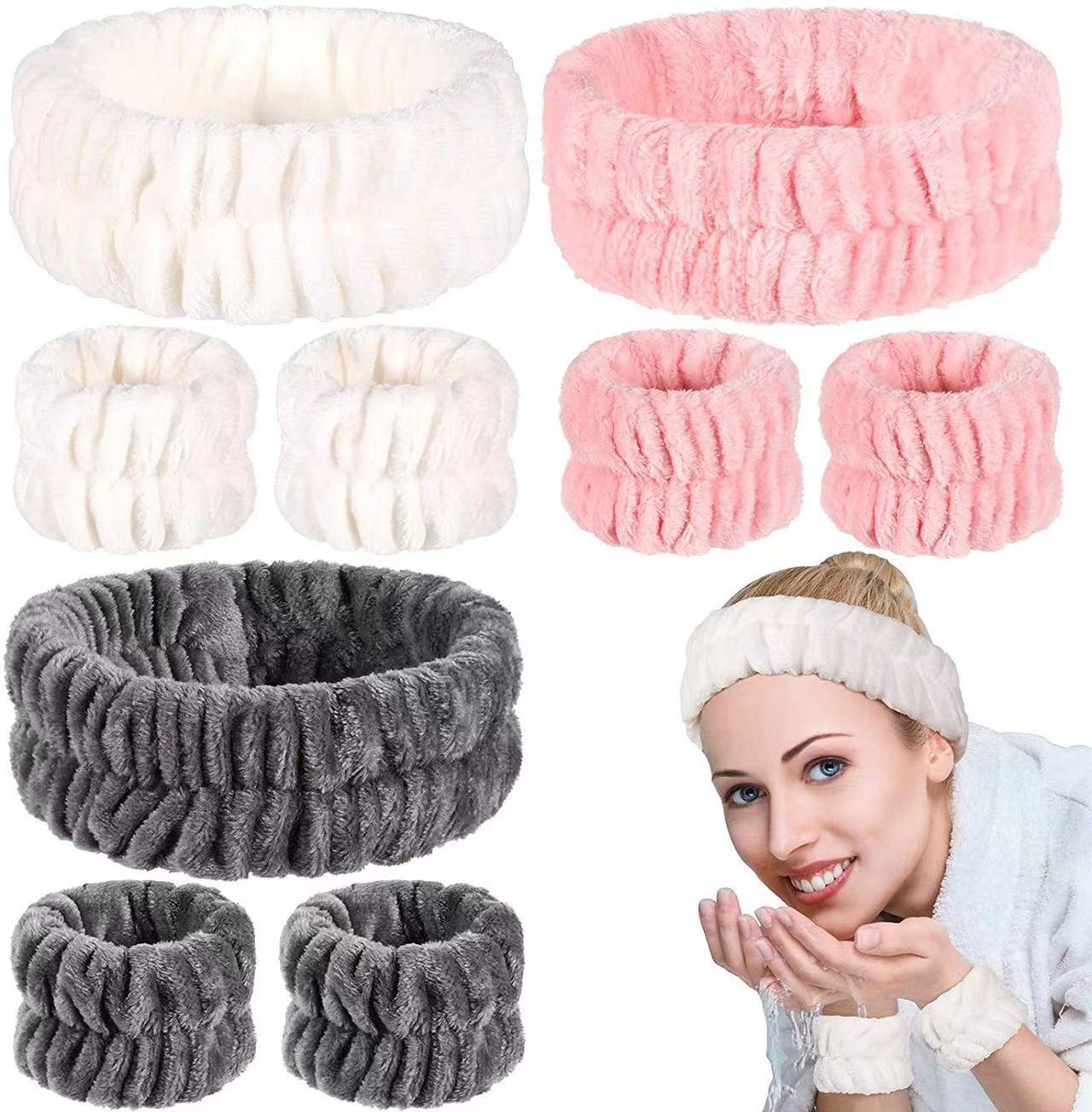 洗顔リストバンドセット女性のヘッドバンドリストバンド吸収性防 - Makeup Beauty Set のレビューと価格