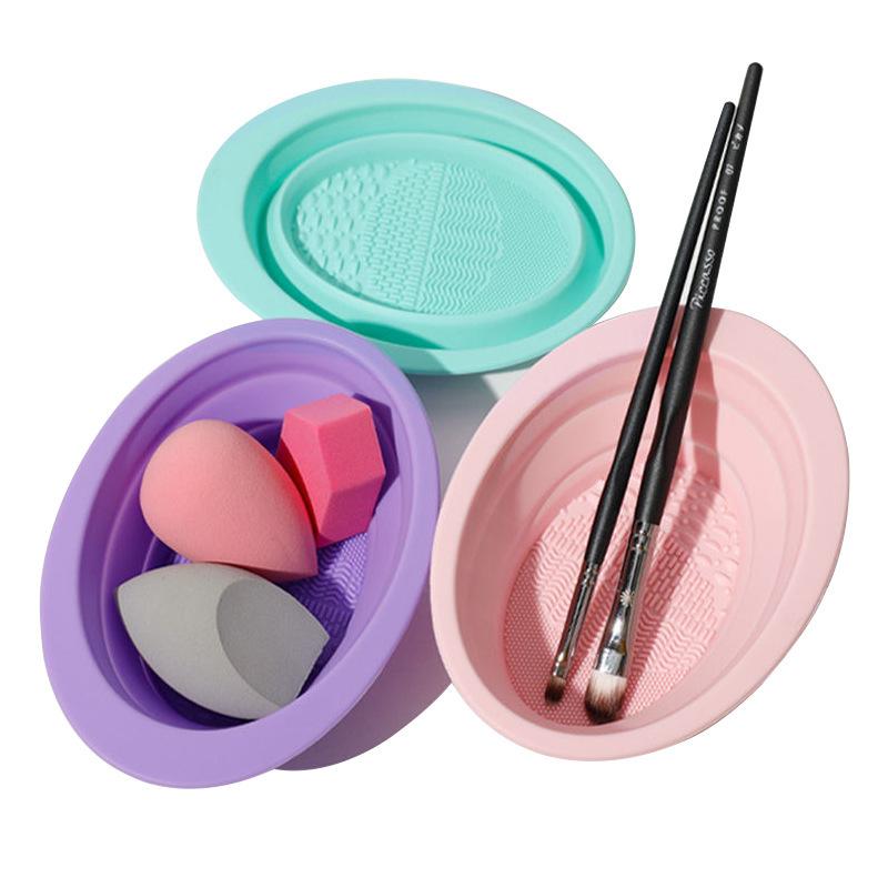 ソフトシリコーン化粧ブラシクリーナー折りたたみパウダーパフク - Beauty Makeup Eyeshadow のレビューと価格