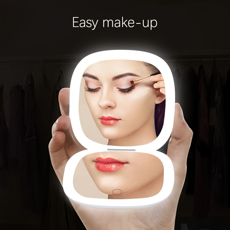 5倍の両面拡大鏡付き化粧鏡、ライト付き、手持ちミラー、軽くて - Beauty Makeup Definition のレビューと価格