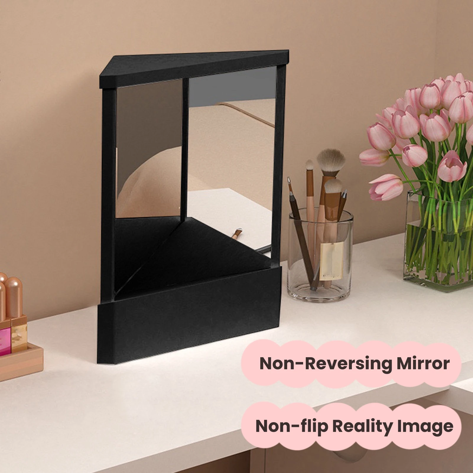 非反転ミラー精密真像化粧鏡、非拡大リアル卓上反射美容ツール - Beauty Real Makeup のレビューと価格