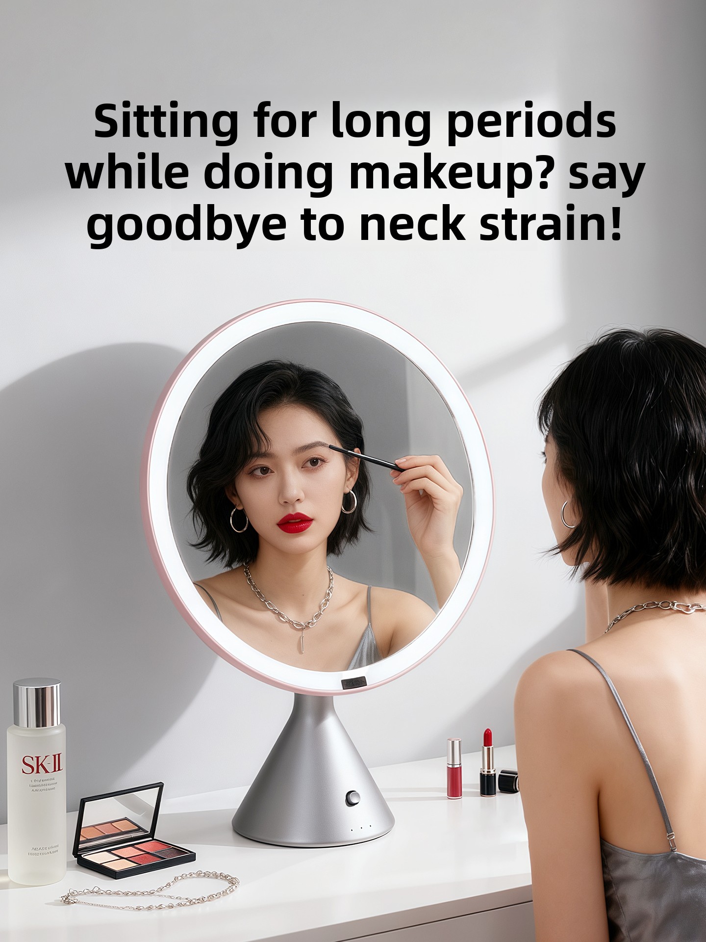 ライトラグジュアリー卓上LEDスマートバニティミラー、高画質 - Beauty Makeup Definition のレビューと価格