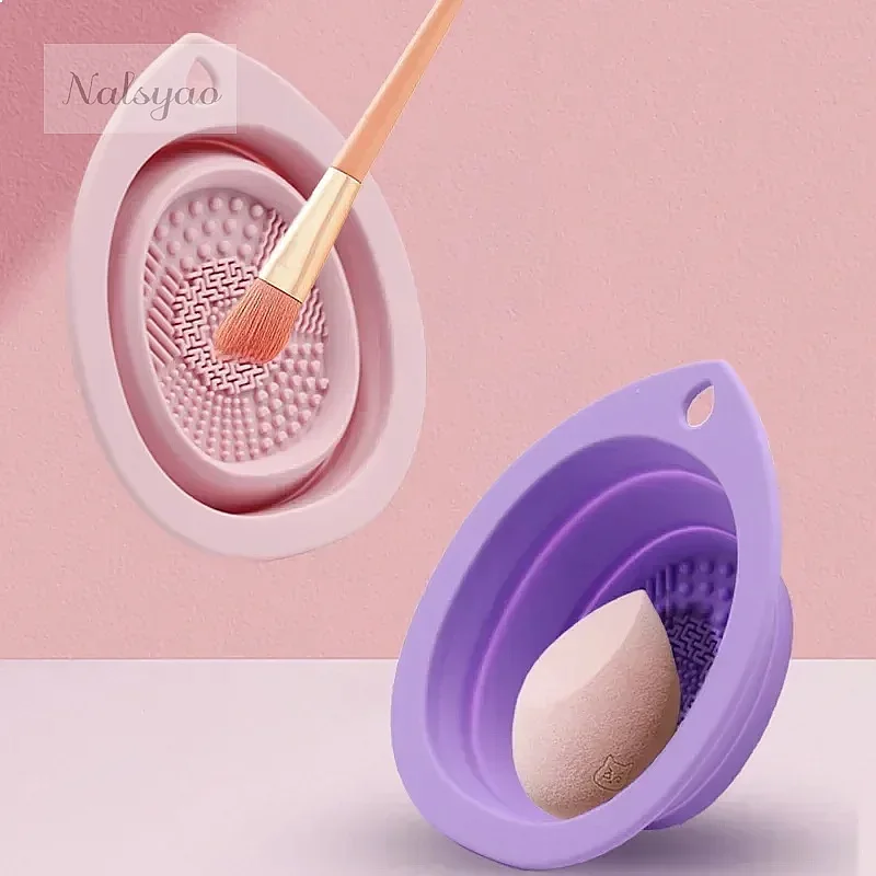 シリコン製折りたたみ式メイクブラシクリーナーボックス、パウダ - Beauty Makeup Eyeshadow のレビューと価格